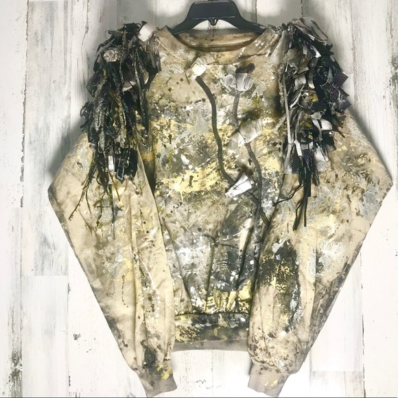 Tops - Vintage Handcrafted & Handpainted Sweatshirt XL